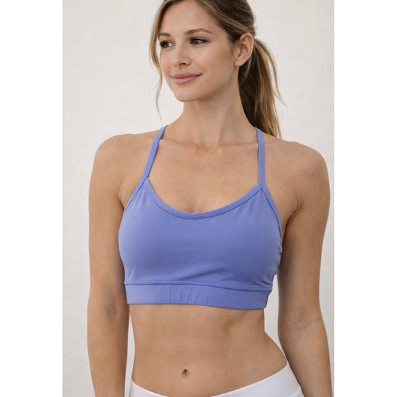 Lululemon Other - Lululemon Flow Y Bra Periwinkle Blue Racerback Sport Bra Mesh Back Light Support